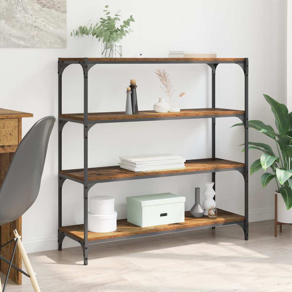 Boekenkast Oud Hout 100 x 33 x 100 cm Gemonteerd hout en ijzer is nu te koop bij PeponiXL, paradijselijk wonen!