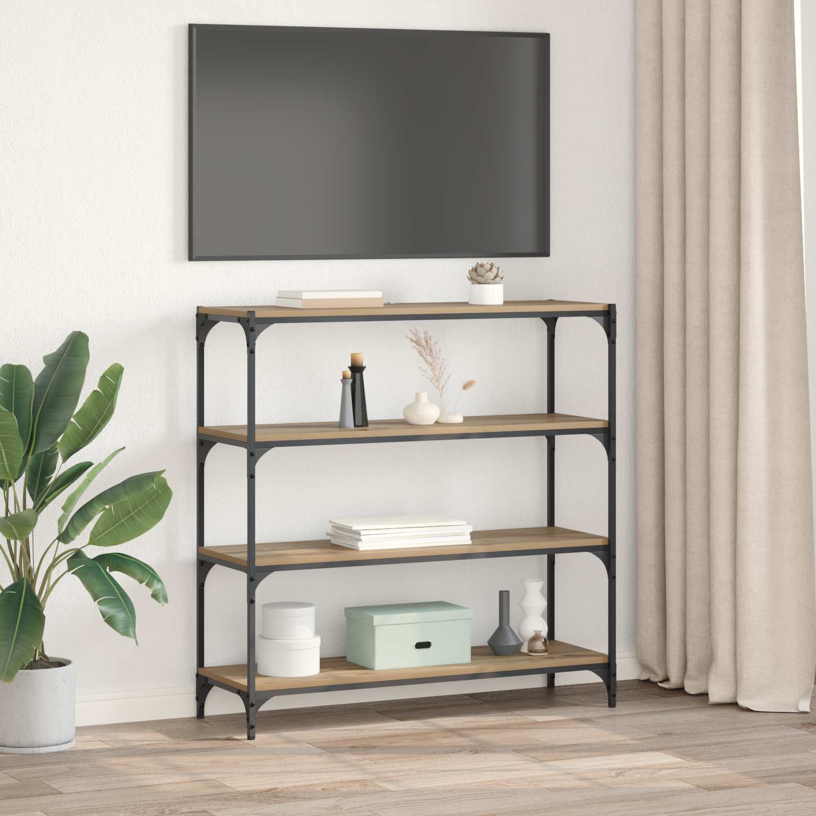 Boekenkast 3-laags 100 x 33 x 100 cm Gemonteerd hout en ijzer is nu te koop bij PeponiXL, paradijselijk wonen!
