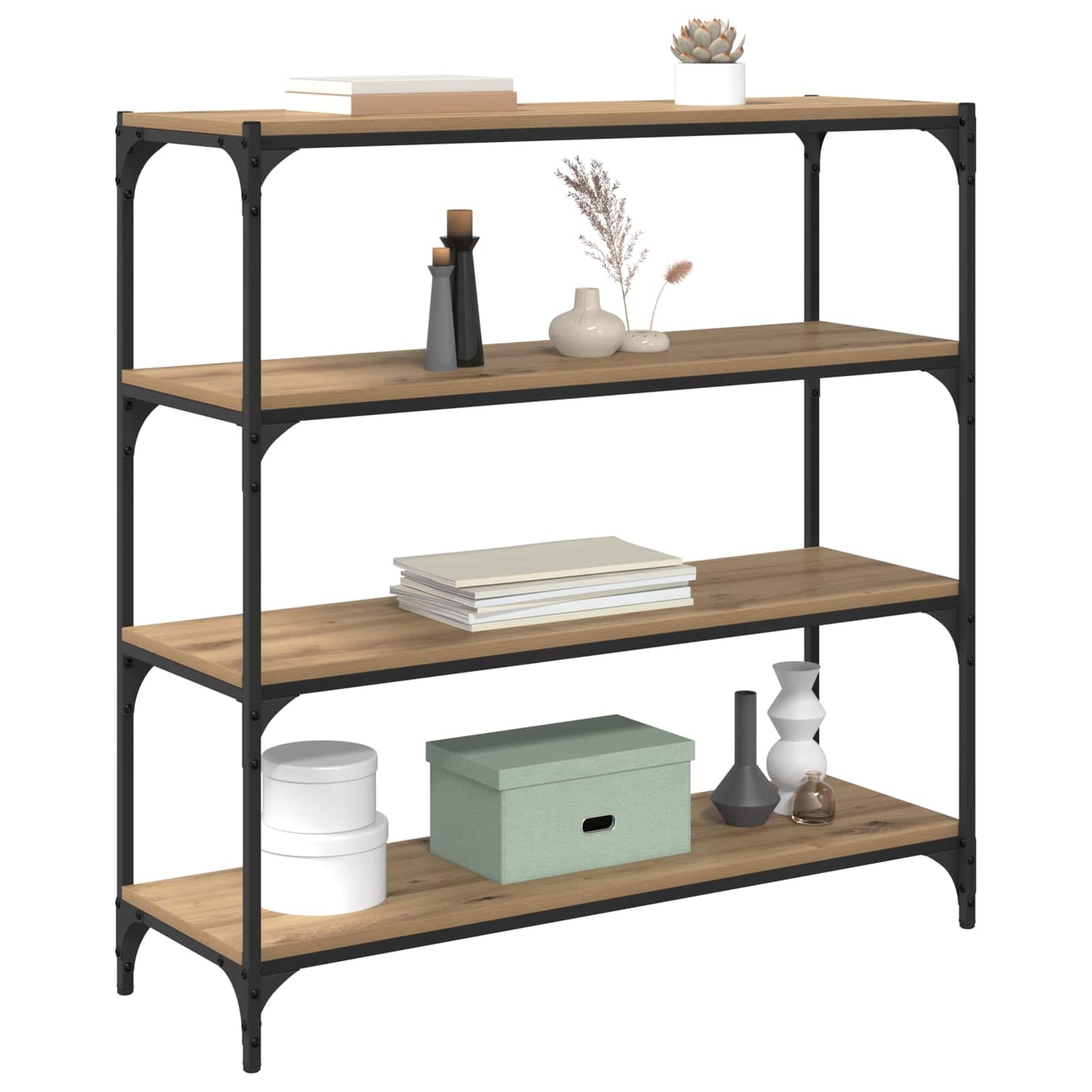 Boekenkast 3-laags 100 x 33 x 100 cm Gemonteerd hout en ijzer is nu te koop bij PeponiXL, paradijselijk wonen!