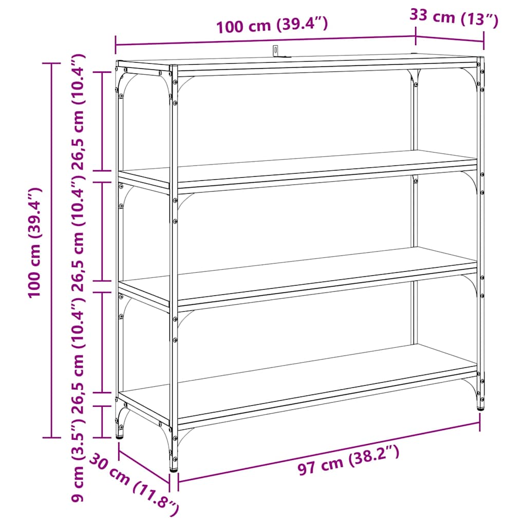 Boekenkast Zwart Eiken 100 x 33 x 100 cm is nu te koop bij PeponiXL, paradijselijk wonen!