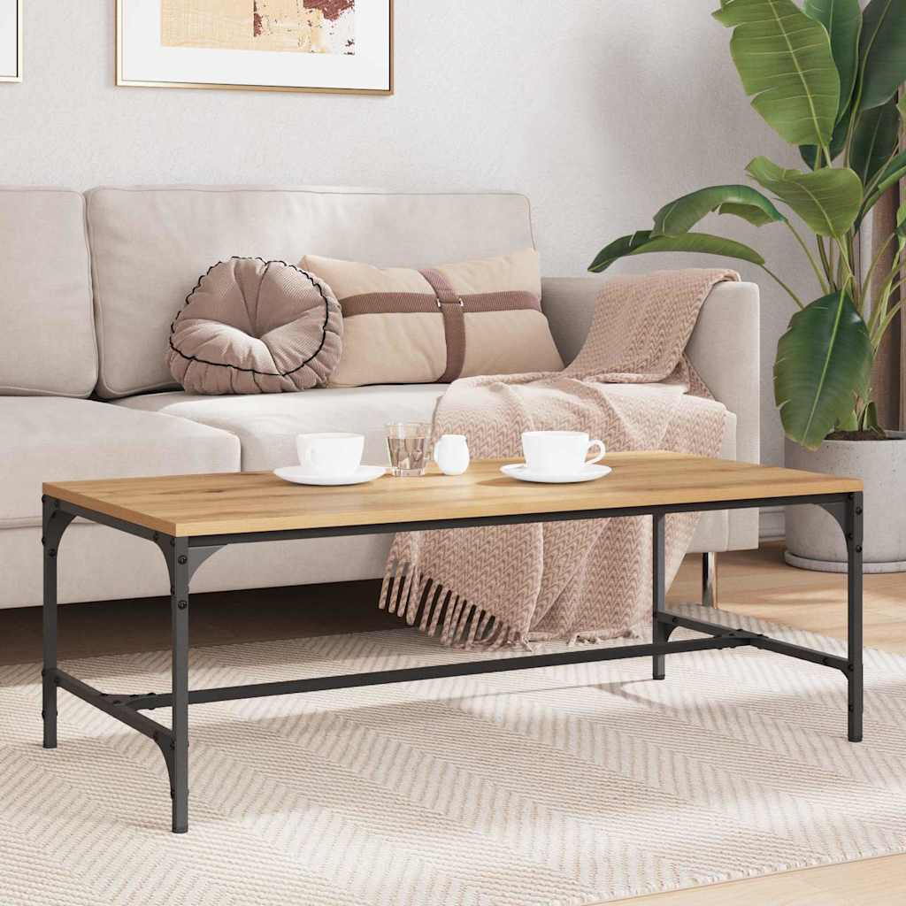 Salontafel Artisan Eiken 100 x 50 x 35 cm Bewerkt hout is nu te koop bij PeponiXL, paradijselijk wonen!