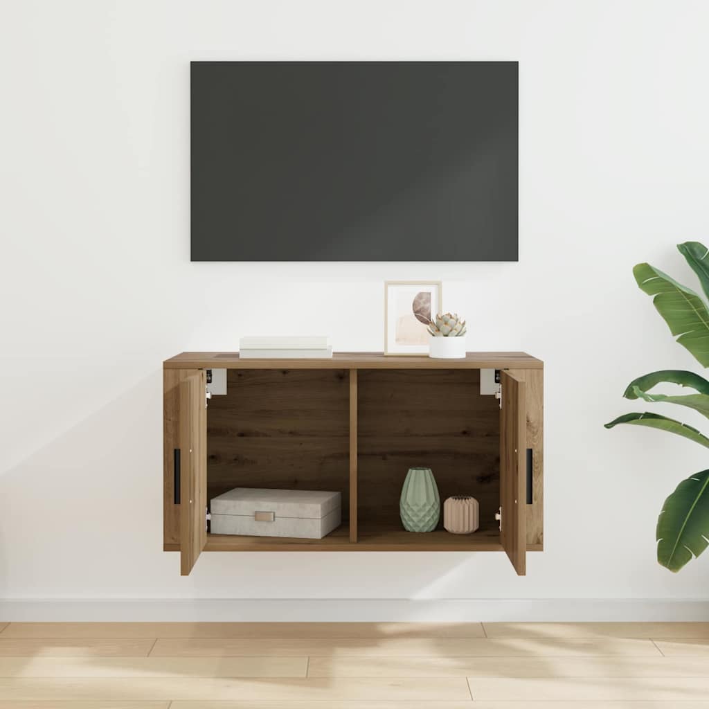 Wandgemonteerde TV-kast Wandgemonteerd artisanaal eikenkleurig is nu te koop bij PeponiXL, paradijselijk wonen!