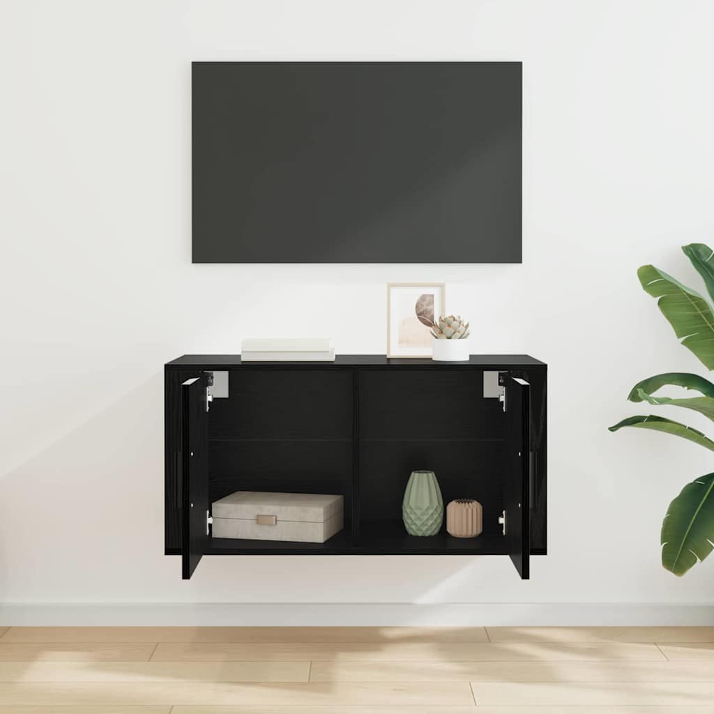 Wandgemonteerde TV-kast Zwart eiken 80 x 34.5 x 40 cm is nu te koop bij PeponiXL, paradijselijk wonen!