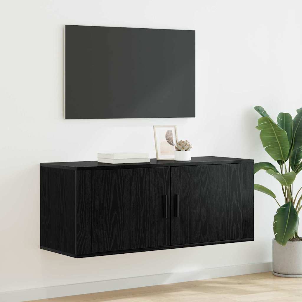 Wandgemonteerde TV-kast Zwart Eiken 100 x 34,5 x 40 cm is nu te koop bij PeponiXL, paradijselijk wonen!