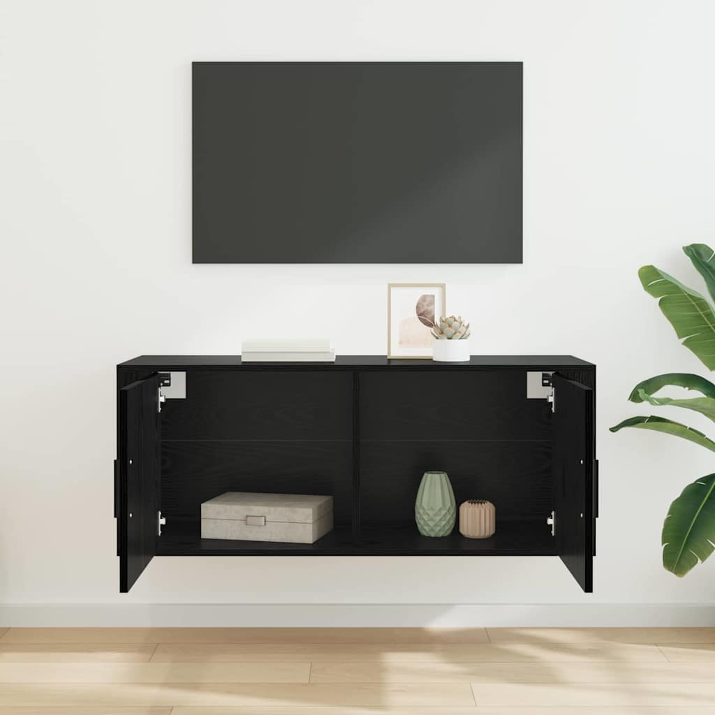 Wandgemonteerde TV-kast Zwart Eiken 100 x 34,5 x 40 cm is nu te koop bij PeponiXL, paradijselijk wonen!