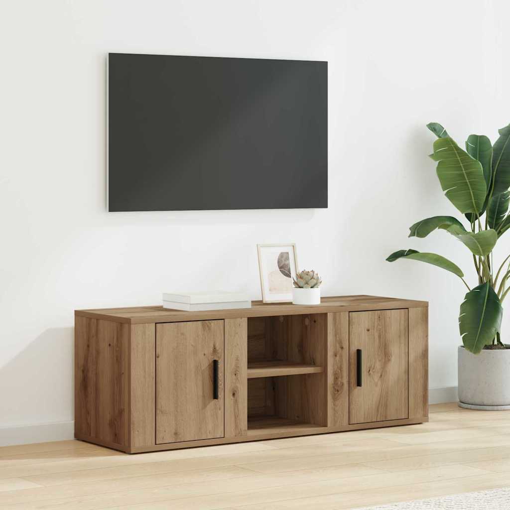 TV-kast Artisan Eiken 100 x 31,5 x 35 cm Bewerkt hout is nu te koop bij PeponiXL, paradijselijk wonen!