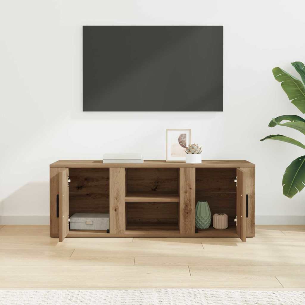 TV-kast Artisan Eiken 100 x 31,5 x 35 cm Bewerkt hout is nu te koop bij PeponiXL, paradijselijk wonen!