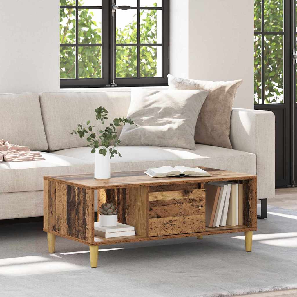 Salontafel met lade Oud Hout 90 x 50 x 26.5 cm Bewerkt hout is nu te koop bij PeponiXL, paradijselijk wonen!