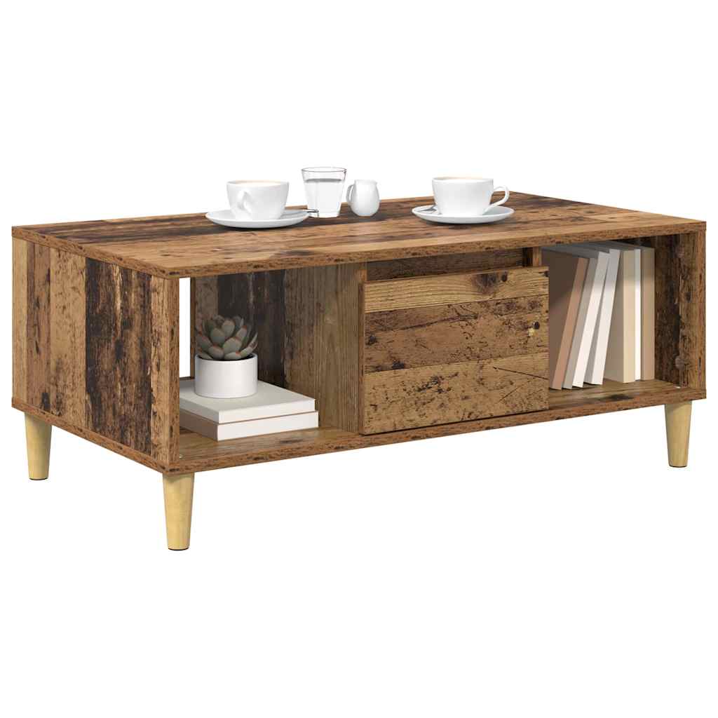 Salontafel met lade Oud Hout 90 x 50 x 26.5 cm Bewerkt hout is nu te koop bij PeponiXL, paradijselijk wonen!