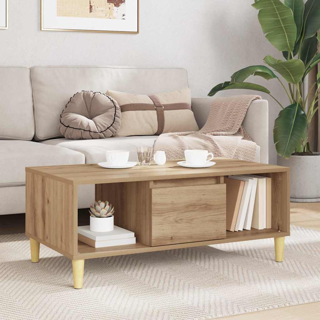 Salontafel Artisan Eiken 90 x 50 x 26.5 cm Bewerkt hout is nu te koop bij PeponiXL, paradijselijk wonen!