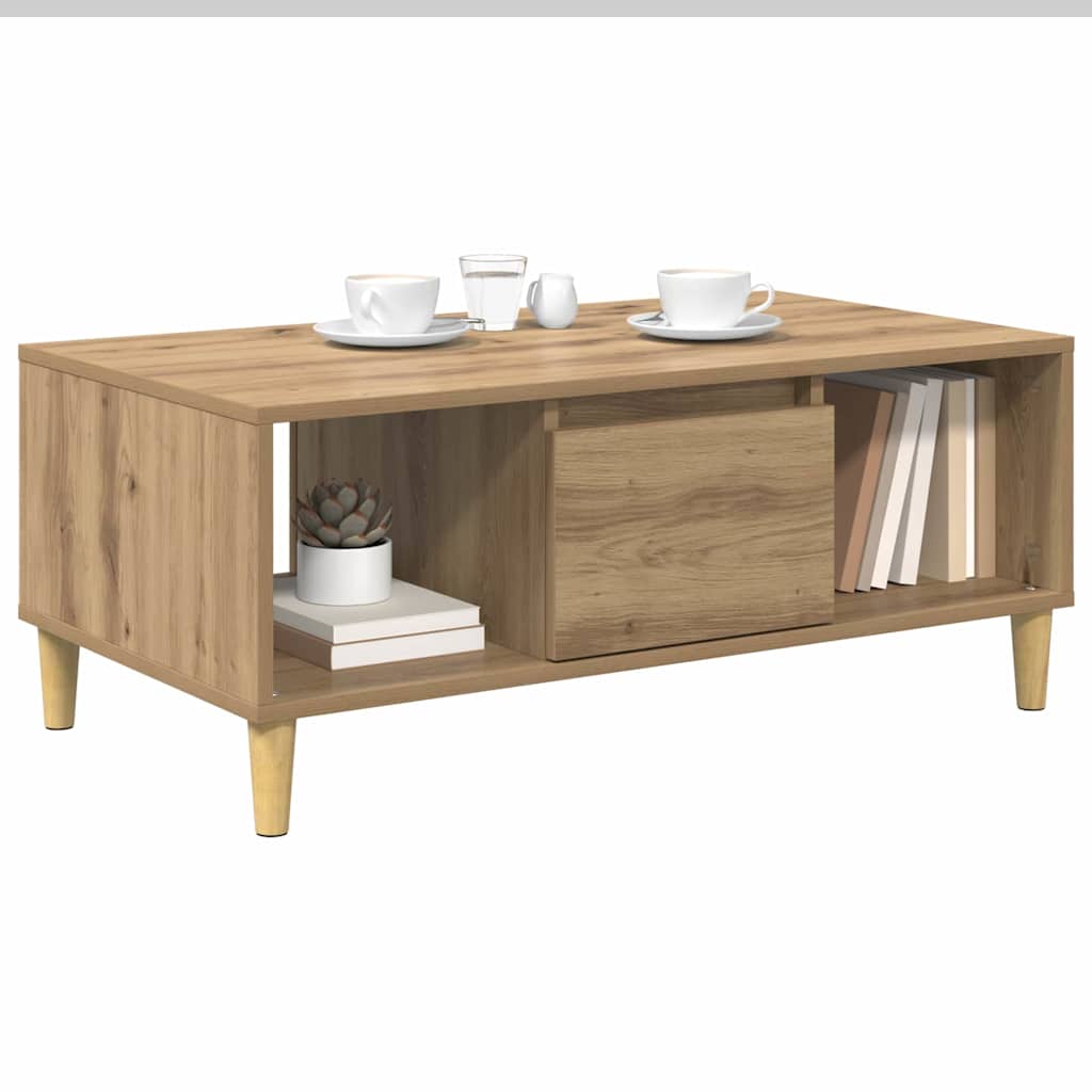 Salontafel Artisan Eiken 90 x 50 x 26.5 cm Bewerkt hout is nu te koop bij PeponiXL, paradijselijk wonen!