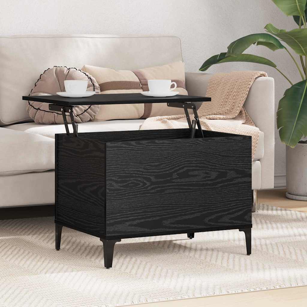 Salontafel Zwart Eiken 60 x 44,5 x 45 cm Bewerkt hout is nu te koop bij PeponiXL, paradijselijk wonen!