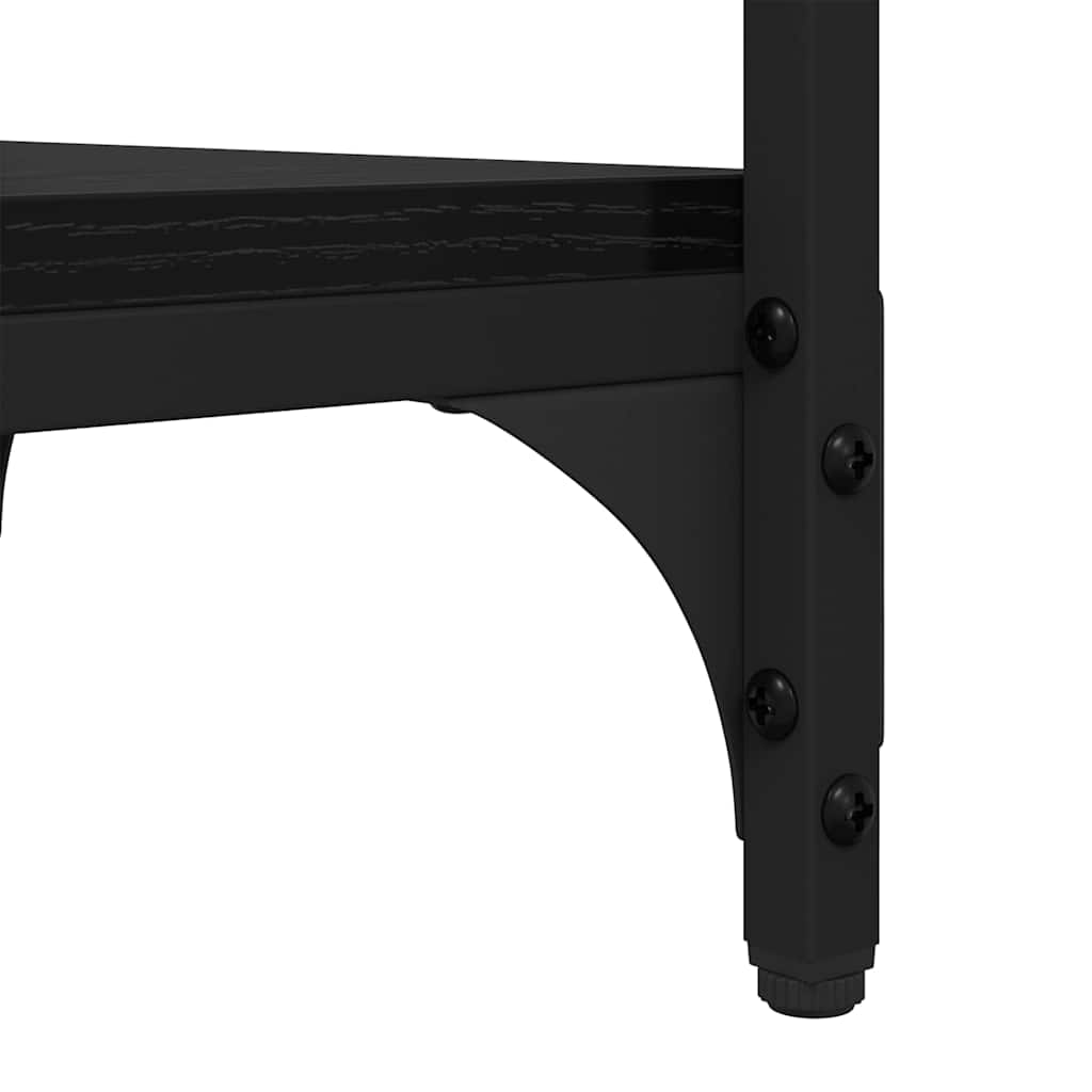 Bijzettafel met plank Zwart Eiken 40 x 30 x 75 cm Bewerkt hout is nu te koop bij PeponiXL, paradijselijk wonen!