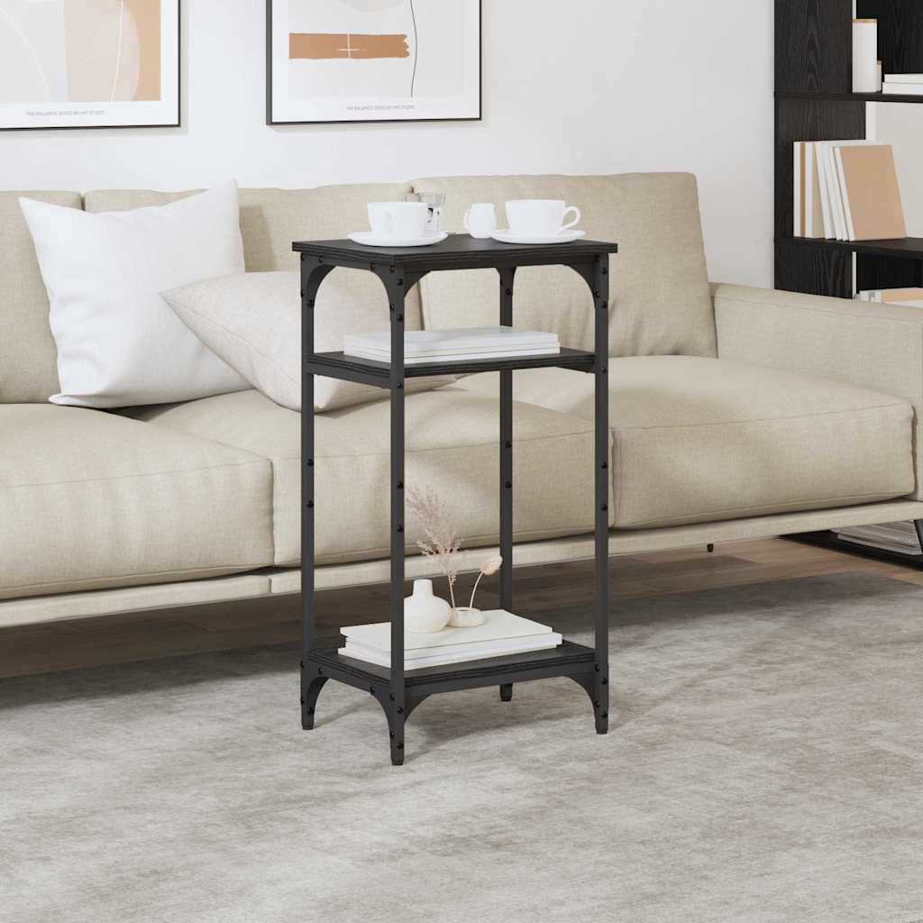 Bijzettafel met plank Zwart Eiken 40 x 30 x 75 cm Bewerkt hout is nu te koop bij PeponiXL, paradijselijk wonen!