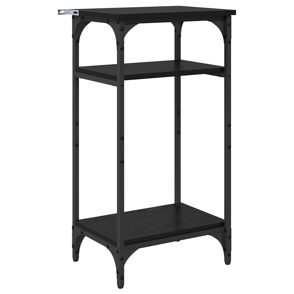 Bijzettafel met plank Zwart Eiken 40 x 30 x 75 cm Bewerkt hout is nu te koop bij PeponiXL, paradijselijk wonen!