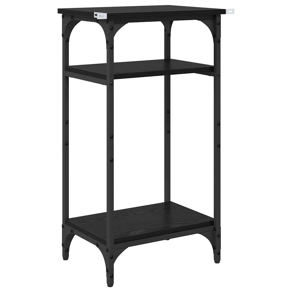 Bijzettafel met plank Zwart Eiken 40 x 30 x 75 cm Bewerkt hout is nu te koop bij PeponiXL, paradijselijk wonen!