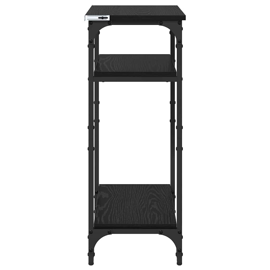 Bijzettafel met plank Zwart Eiken 40 x 30 x 75 cm Bewerkt hout is nu te koop bij PeponiXL, paradijselijk wonen!