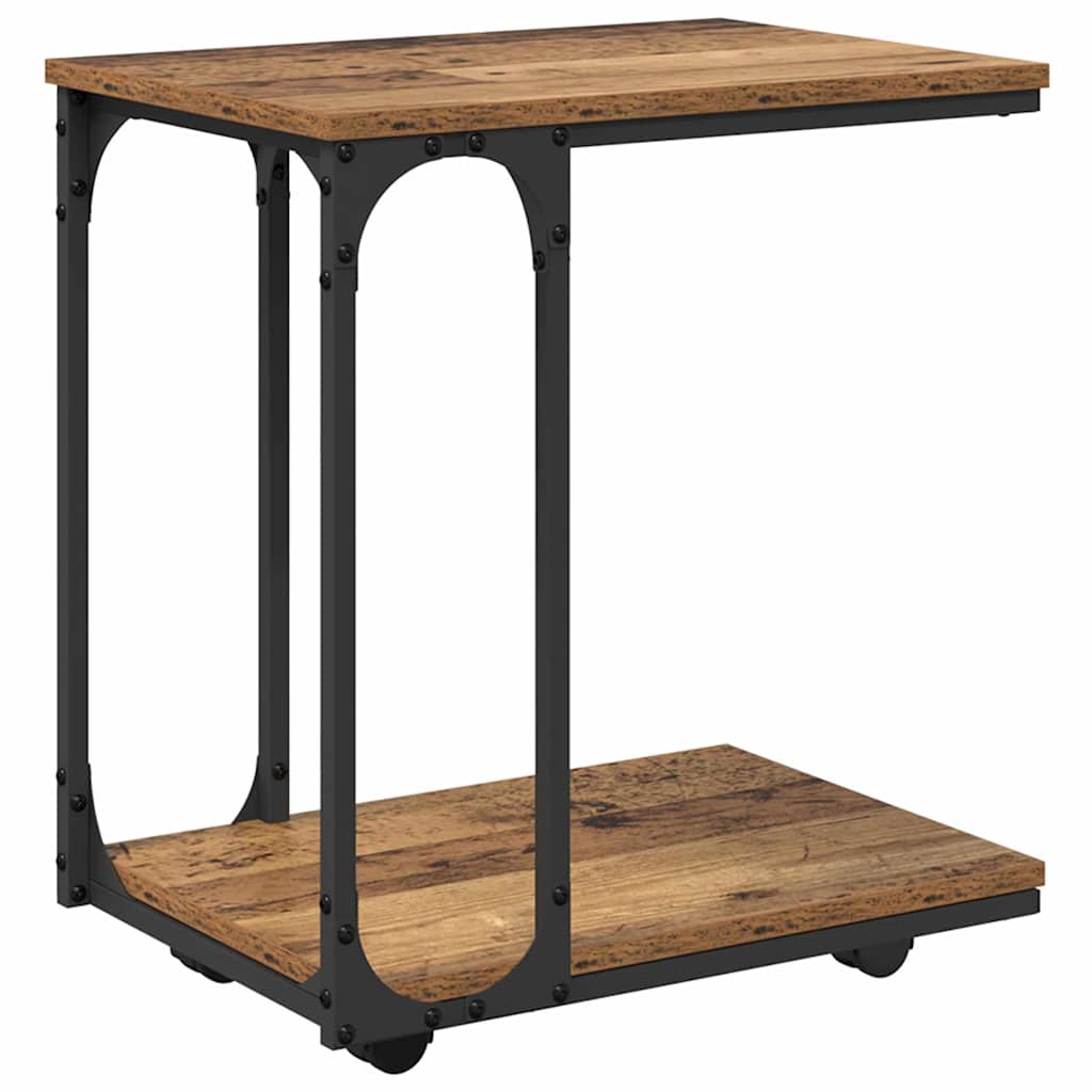 Bijzettafel met plank Oudhout 50 x 35 x 55.5 cm Bewerkt hout is nu te koop bij PeponiXL, paradijselijk wonen!