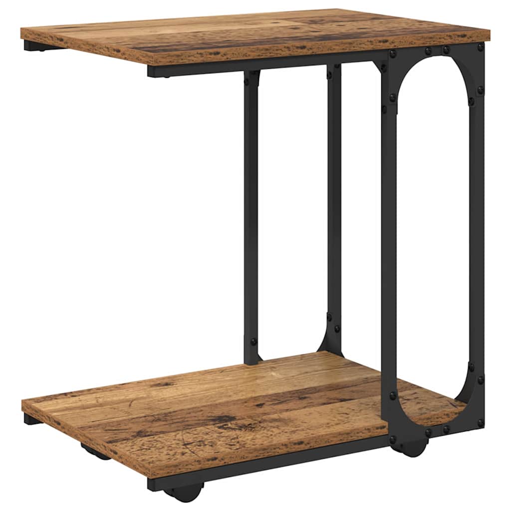 Bijzettafel met plank Oudhout 50 x 35 x 55.5 cm Bewerkt hout is nu te koop bij PeponiXL, paradijselijk wonen!