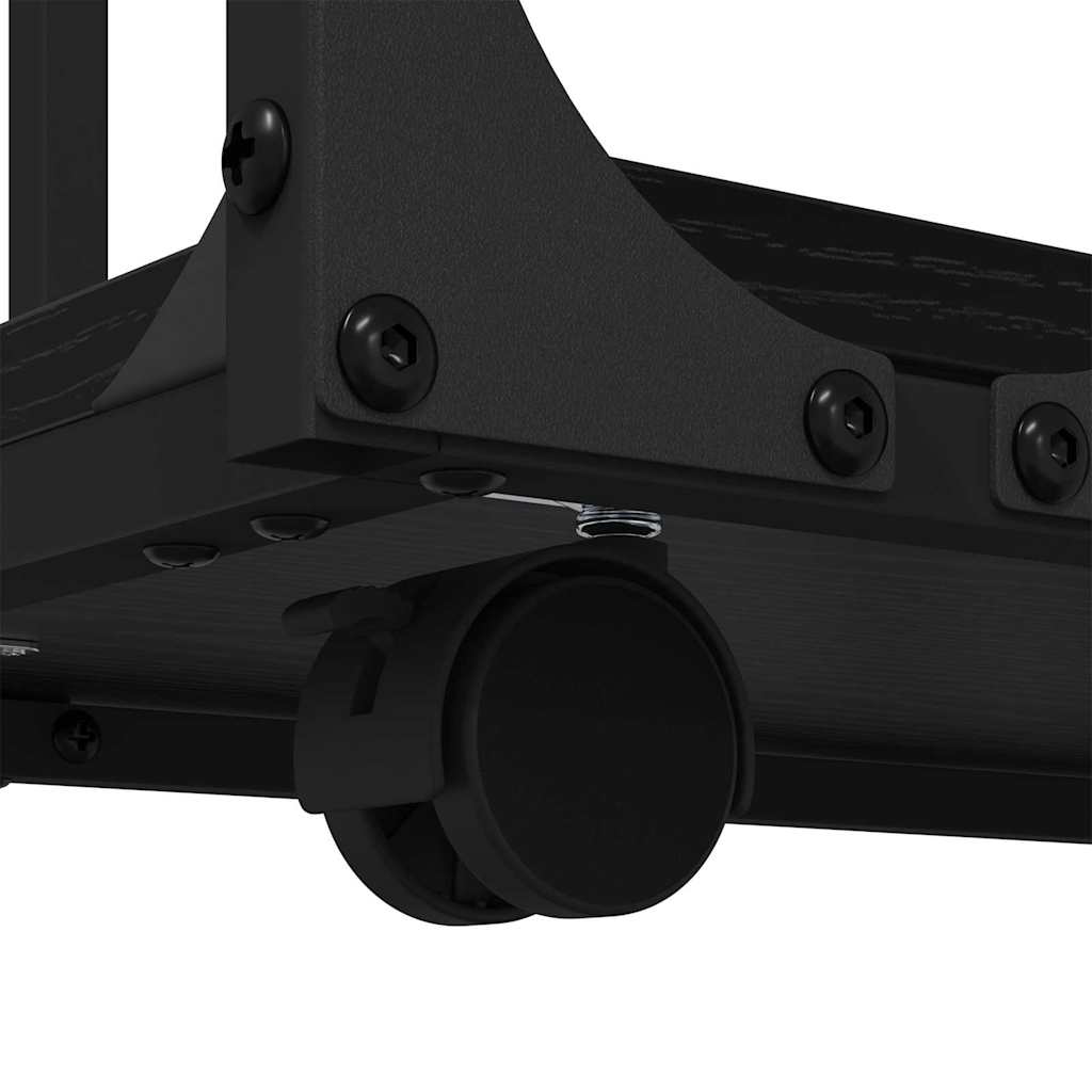 Bijzettafel met wiel Zwart Eiken 50 x 35 x 55.5 cm Bewerkt hout is nu te koop bij PeponiXL, paradijselijk wonen!