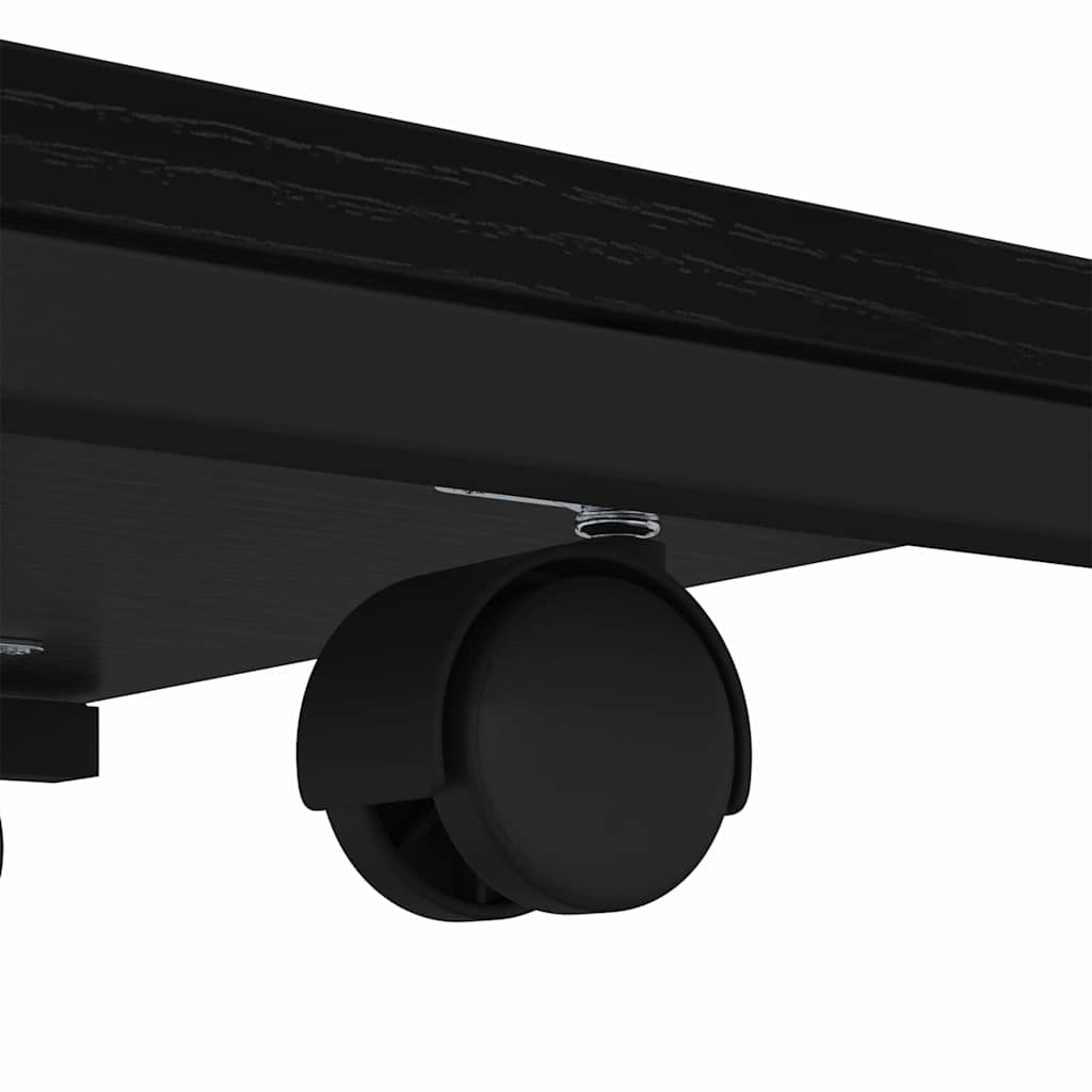 Bijzettafel met wiel Zwart Eiken 50 x 35 x 55.5 cm Bewerkt hout is nu te koop bij PeponiXL, paradijselijk wonen!