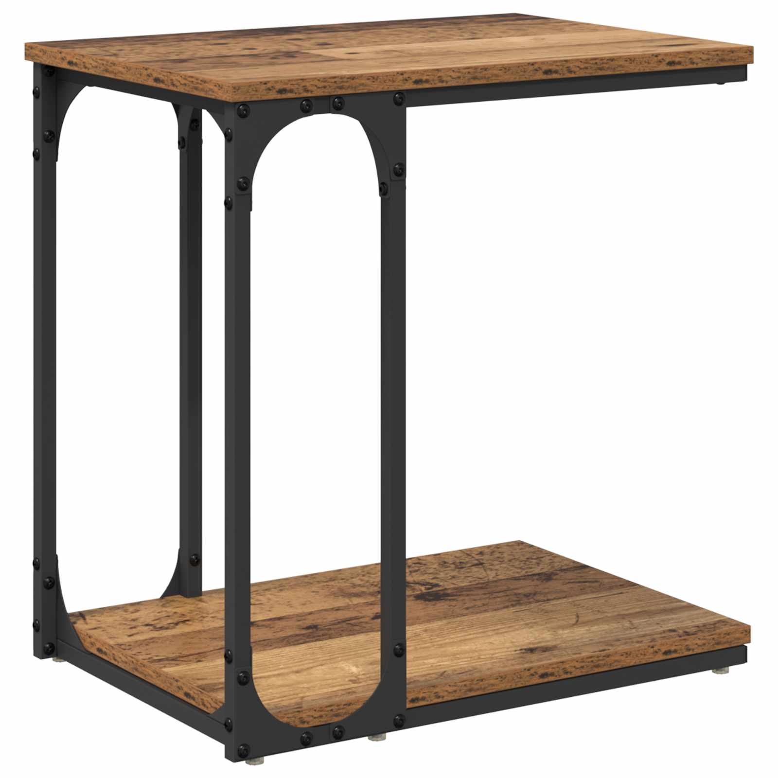 Bijzettafel met plank Oud hout 50 x 35 x 52 cm Bewerkt hout is nu te koop bij PeponiXL, paradijselijk wonen!