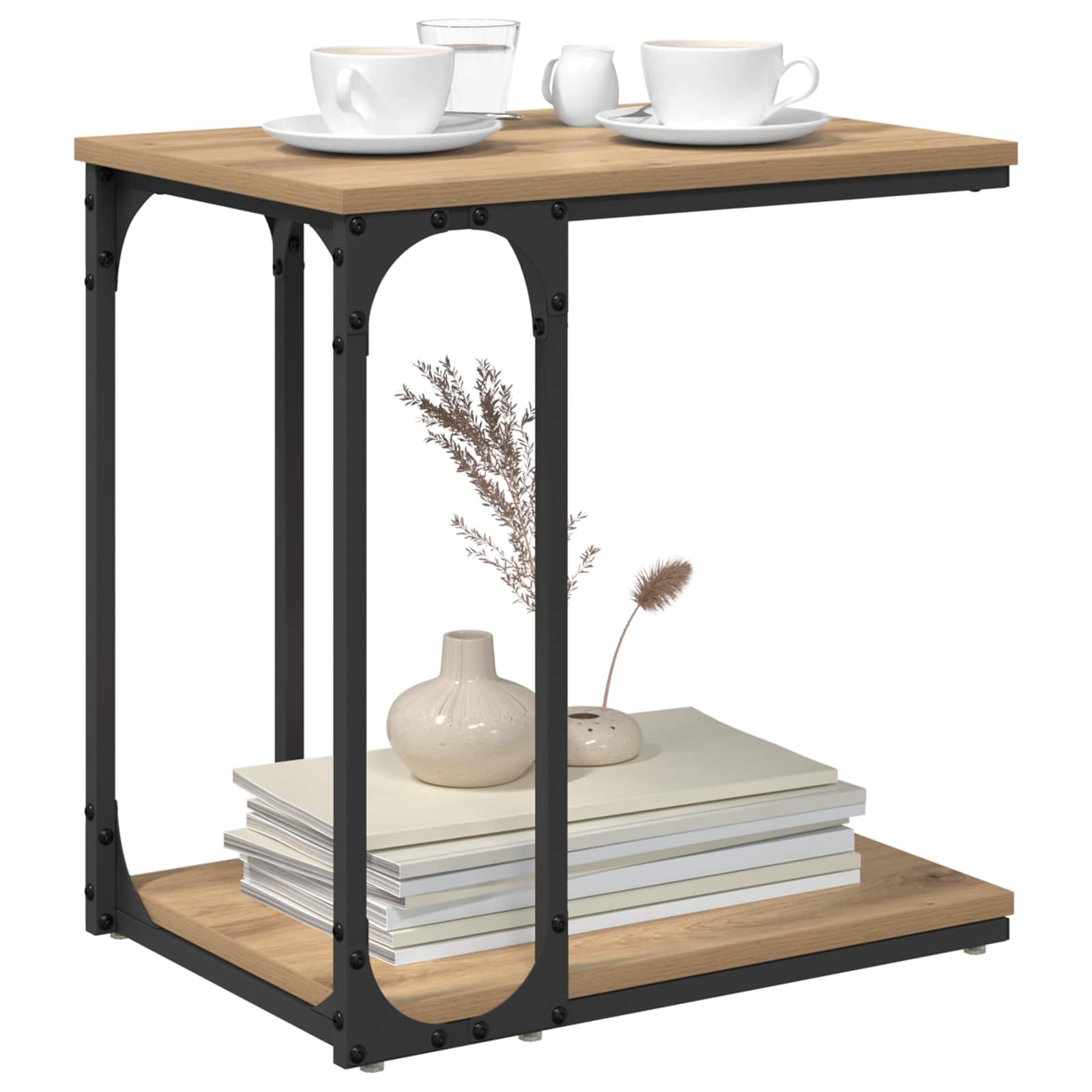 Bijzettafel Artisan Eiken 50 x 35 x 52 cm Bewerkt hout is nu te koop bij PeponiXL, paradijselijk wonen!