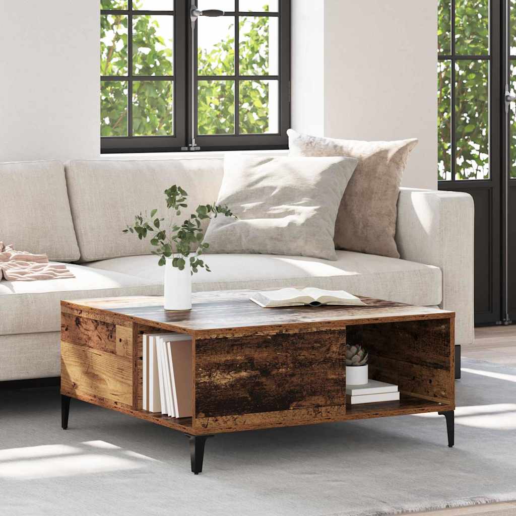 Salontafel Oud Hout 80 x 80 x 36,5 cm Bewerkt hout is nu te koop bij PeponiXL, paradijselijk wonen!