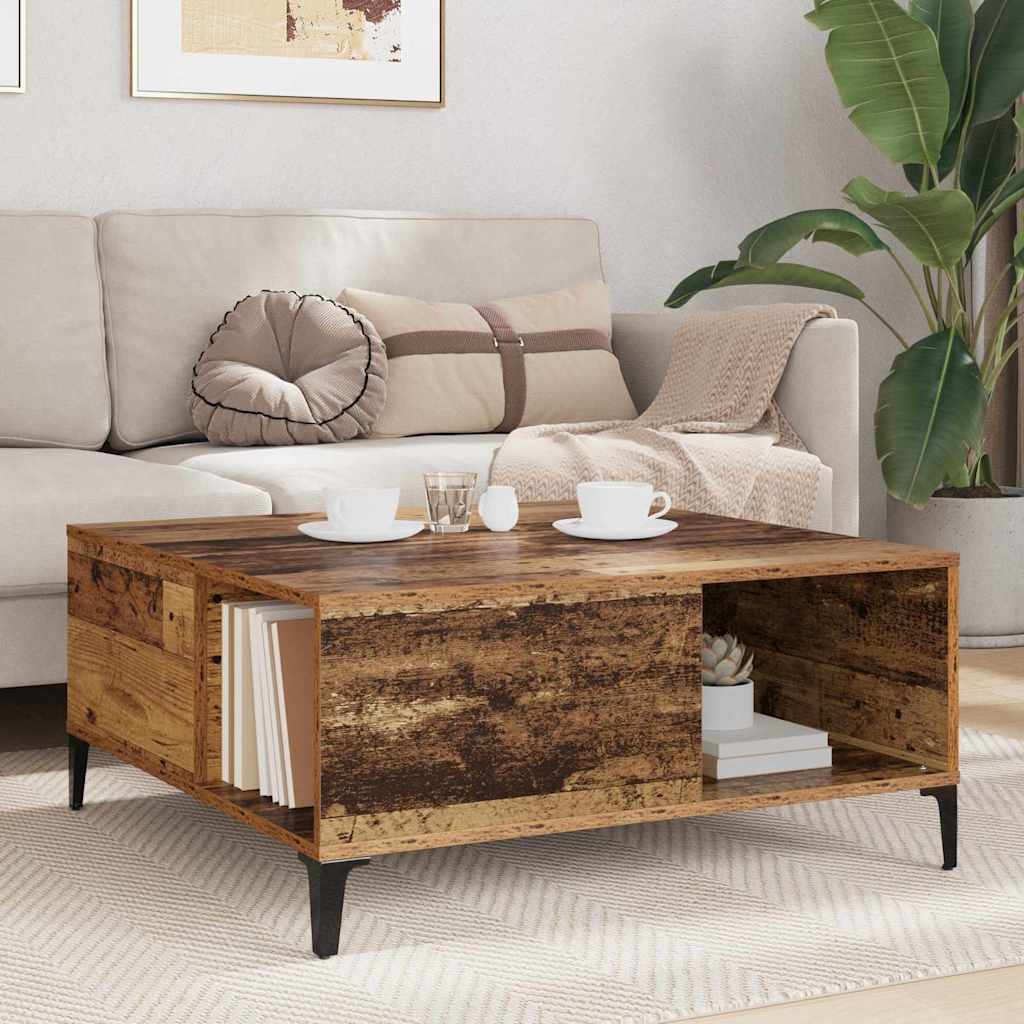 Salontafel Oud Hout 80 x 80 x 36,5 cm Bewerkt hout is nu te koop bij PeponiXL, paradijselijk wonen!