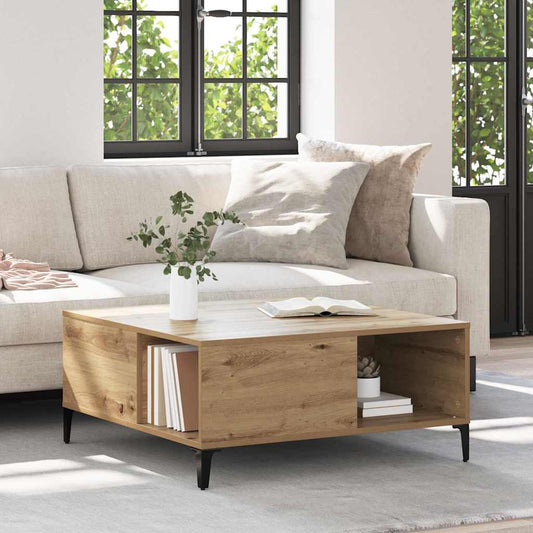Salontafel Artisan Eiken 80 x 80 x 36,5 cm Bewerkt hout is nu te koop bij PeponiXL, paradijselijk wonen!