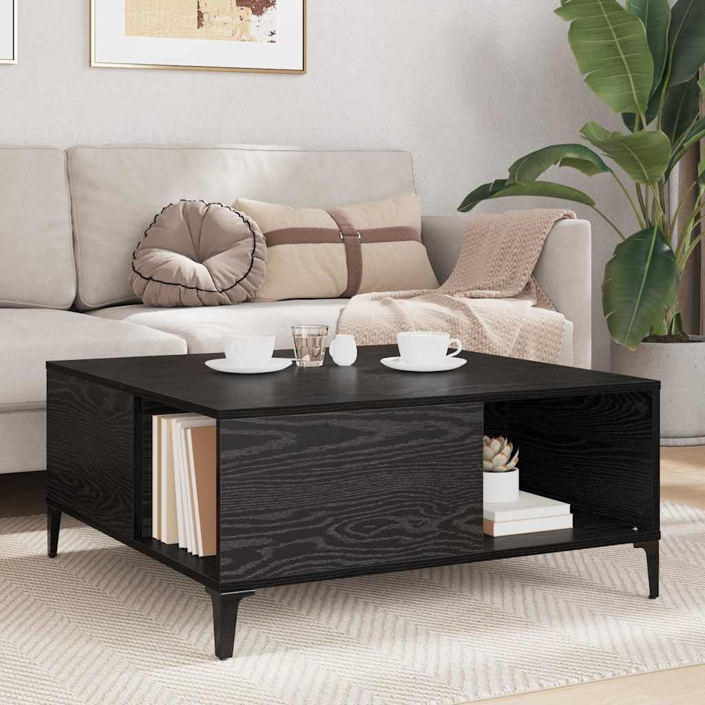 Salontafel Zwart Eiken 80 x 80 x 36,5 cm Bewerkt hout is nu te koop bij PeponiXL, paradijselijk wonen!