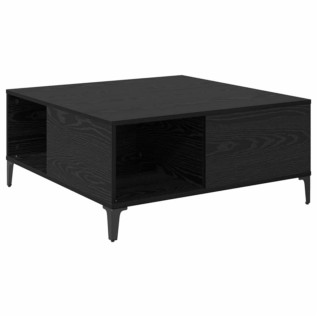 Salontafel Zwart Eiken 80 x 80 x 36,5 cm Bewerkt hout is nu te koop bij PeponiXL, paradijselijk wonen!