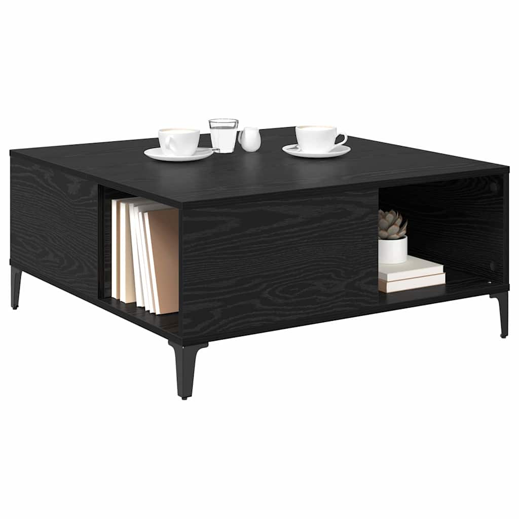 Salontafel Zwart Eiken 80 x 80 x 36,5 cm Bewerkt hout is nu te koop bij PeponiXL, paradijselijk wonen!