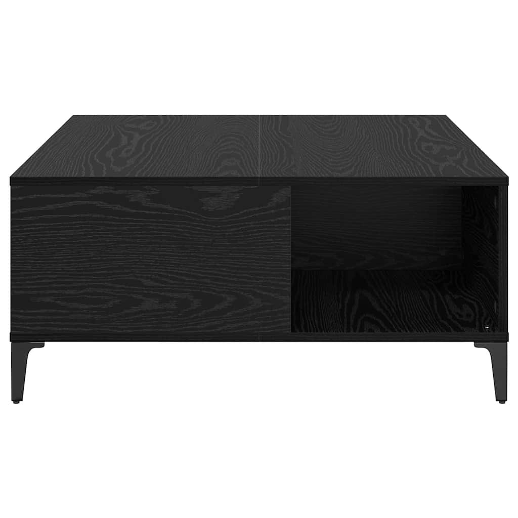 Salontafel Zwart Eiken 80 x 80 x 36,5 cm Bewerkt hout is nu te koop bij PeponiXL, paradijselijk wonen!