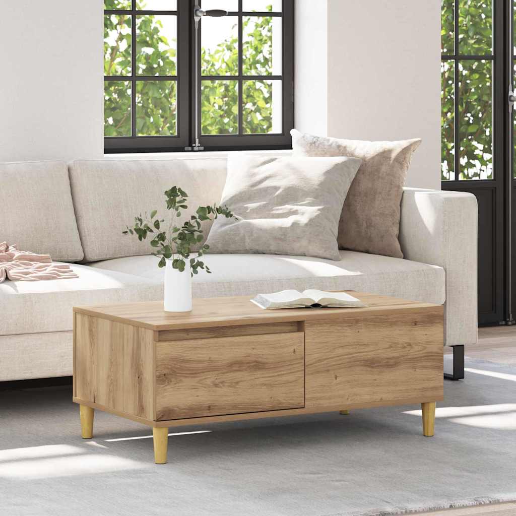 Salontafel met lade Artisan Eiken 90 x 50 x 35 cm Bewerkt hout is nu te koop bij PeponiXL, paradijselijk wonen!