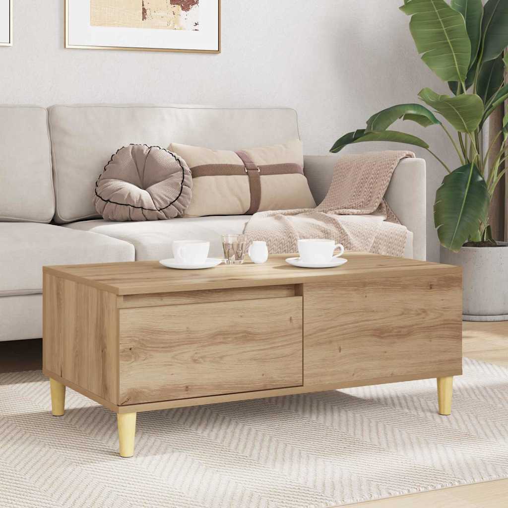 Salontafel met lade Artisan Eiken 90 x 50 x 35 cm Bewerkt hout is nu te koop bij PeponiXL, paradijselijk wonen!