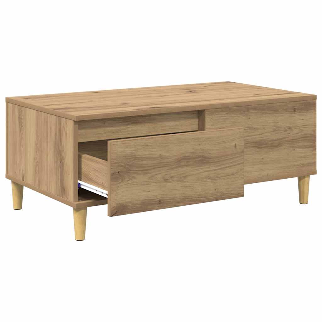 Salontafel met lade Artisan Eiken 90 x 50 x 35 cm Bewerkt hout is nu te koop bij PeponiXL, paradijselijk wonen!