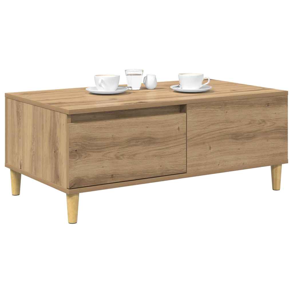 Salontafel met lade Artisan Eiken 90 x 50 x 35 cm Bewerkt hout is nu te koop bij PeponiXL, paradijselijk wonen!