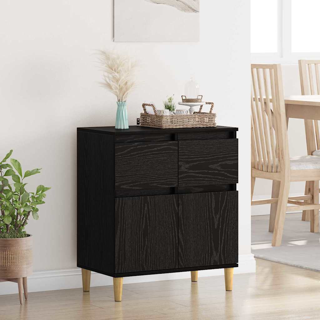 Dressoir met lade Zwart Eiken 60 x 35 x 70 cm Bewerkt hout is nu te koop bij PeponiXL, paradijselijk wonen!