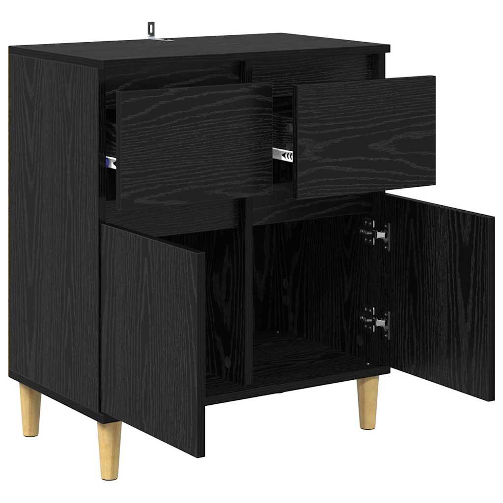 Dressoir met lade Zwart Eiken 60 x 35 x 70 cm Bewerkt hout is nu te koop bij PeponiXL, paradijselijk wonen!
