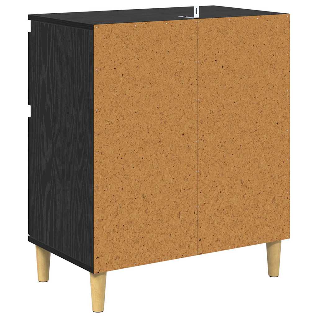 Dressoir met lade Zwart Eiken 60 x 35 x 70 cm Bewerkt hout is nu te koop bij PeponiXL, paradijselijk wonen!