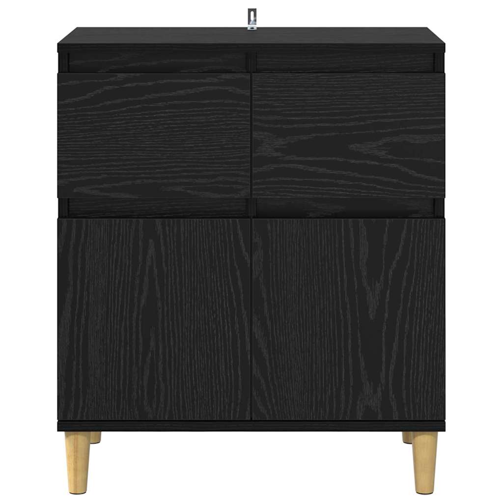 Dressoir met lade Zwart Eiken 60 x 35 x 70 cm Bewerkt hout is nu te koop bij PeponiXL, paradijselijk wonen!