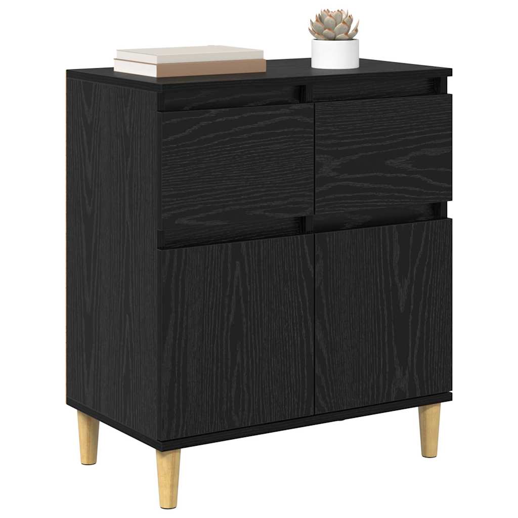 Dressoir met lade Zwart Eiken 60 x 35 x 70 cm Bewerkt hout is nu te koop bij PeponiXL, paradijselijk wonen!
