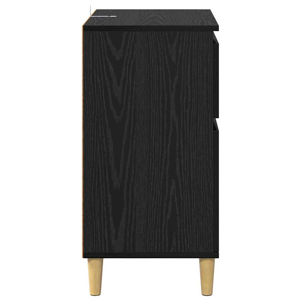 Dressoir met lade Zwart Eiken 60 x 35 x 70 cm Bewerkt hout is nu te koop bij PeponiXL, paradijselijk wonen!