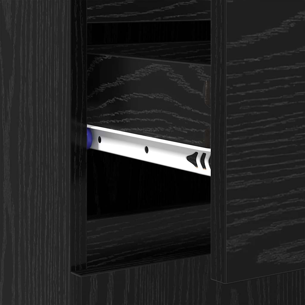 Dressoir Zwart Eiken 60 x 35 x 70 cm Gemonteerd hout en ijzer is nu te koop bij PeponiXL, paradijselijk wonen!