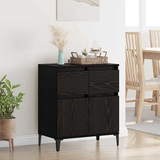 Dressoir Zwart Eiken 60 x 35 x 70 cm Gemonteerd hout en ijzer is nu te koop bij PeponiXL, paradijselijk wonen!