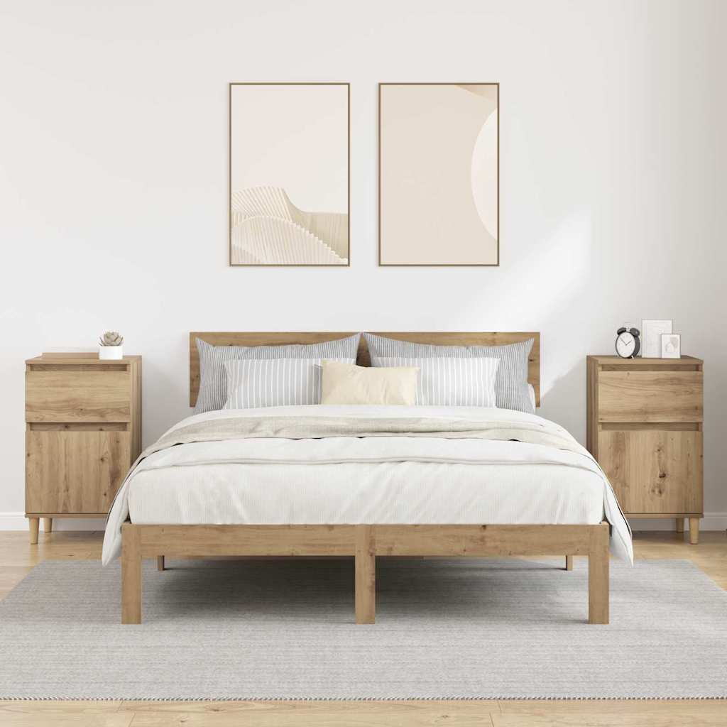 Nachtkastje 2 pcs Artisan Eiken 40 x 35 x 70 cm Bewerkt hout is nu te koop bij PeponiXL, paradijselijk wonen!