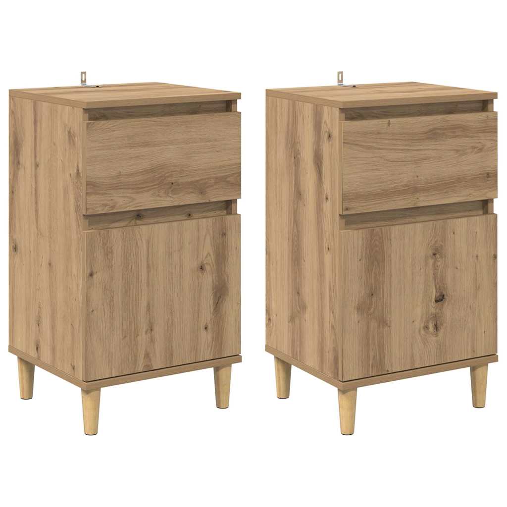Nachtkastje 2 pcs Artisan Eiken 40 x 35 x 70 cm Bewerkt hout is nu te koop bij PeponiXL, paradijselijk wonen!