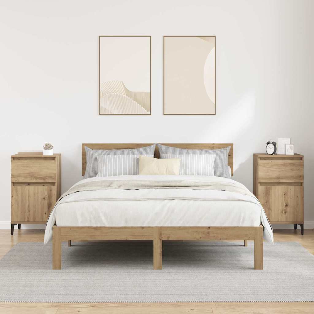 Nachtkastje 2 pcs Artisan Eiken 40 x 35 x 70 cm Bewerkt hout is nu te koop bij PeponiXL, paradijselijk wonen!