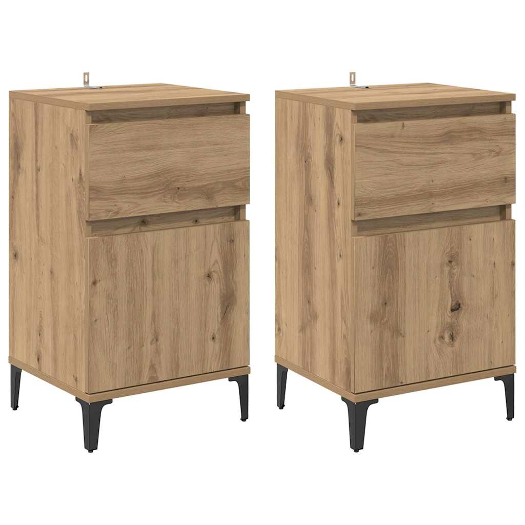 Nachtkastje 2 pcs Artisan Eiken 40 x 35 x 70 cm Bewerkt hout is nu te koop bij PeponiXL, paradijselijk wonen!